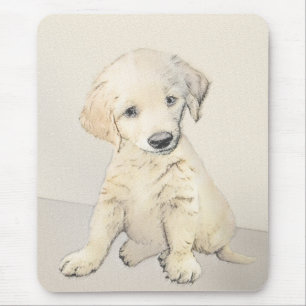 Golden Retriever Puppy Painting - Original Dog Art Mouse Mat