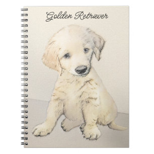 Golden Retriever Puppy Painting - Original Dog Art Notebook