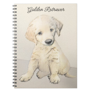 Golden Retriever Puppy Painting - Original Dog Art Notebook