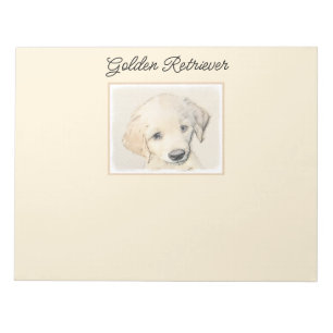 Golden Retriever Puppy Painting - Original Dog Art Notepad