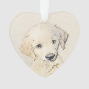 Golden Retriever Puppy Painting - Original Dog Art Ornament