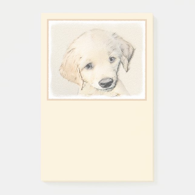 Golden Retriever Puppy Painting - Original Dog Art Post-it Notes (Front)