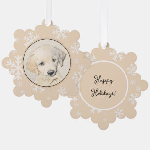 Golden Retriever Puppy Painting - Original Dog Art Tree Decoration Card