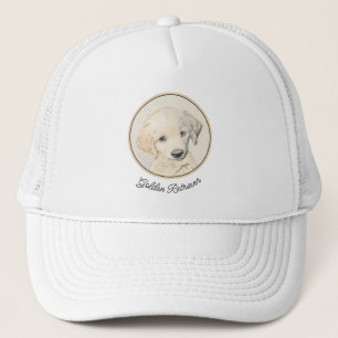 Golden Retriever Puppy Painting - Original Dog Art Trucker Hat