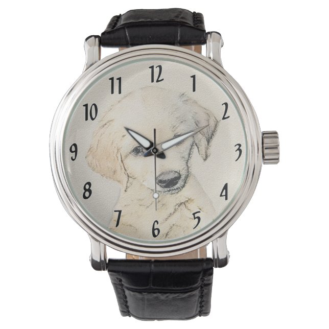 Golden Retriever Puppy Painting - Original Dog Art Watch (Front)