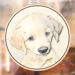 Golden Retriever Puppy Painting - Original Dog Art Window Cling