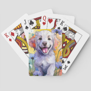 Golden Retriever Puppy Playing Cards