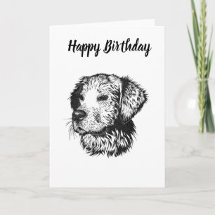Golden retriever puppy portrait in black and white card