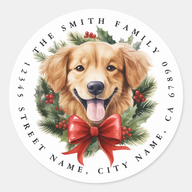 Golden Retriever Puppy Round Stickers (Front)