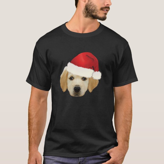 Golden Retriever Puppy Santa  Christmas dog T-Shirt (Front)