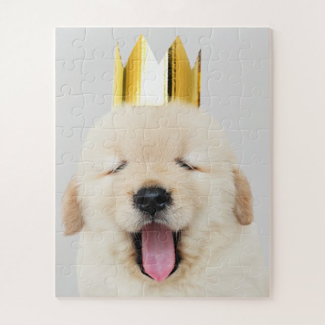Golden Retriever Puppy Sleepy in Crown Jigsaw Puzzle (Vertical)