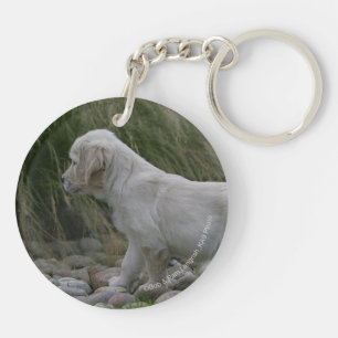Golden Retriever Puppy Standing Key Ring
