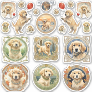 Golden Retriever Puppy Sticker Sheet