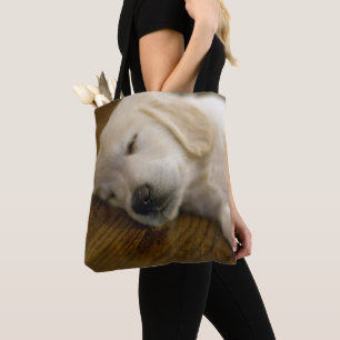 Golden Retriever Puppy Takes A Nap Tote Bag