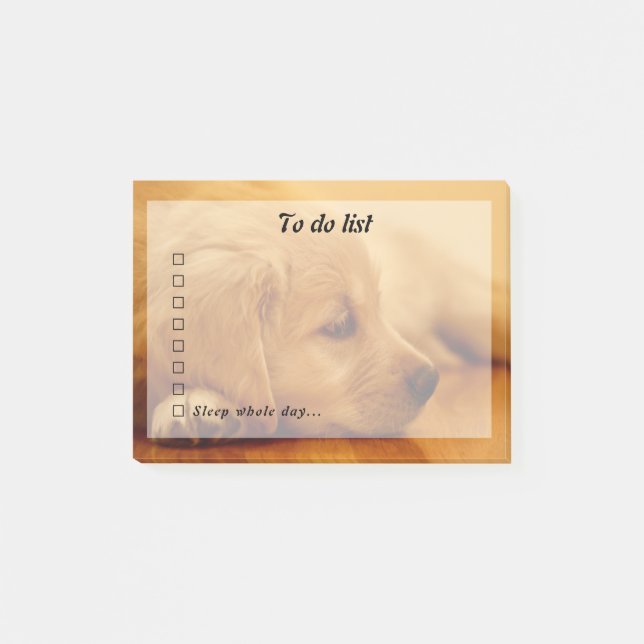 Golden Retriever Puppy To Do List Post-it Notes (Front)