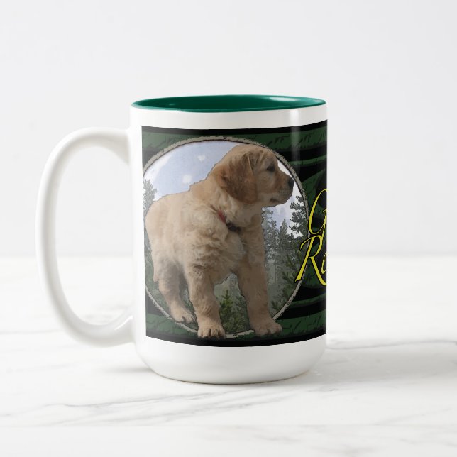 Golden Retriever puppy Two-Tone Coffee Mug (Left)