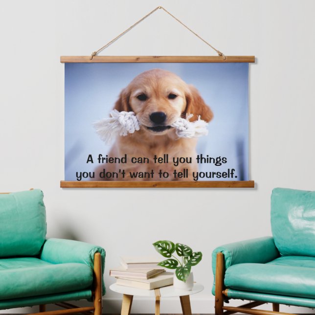  Golden Retriever puppy with a white rope Hanging Tapestry (Living Room)