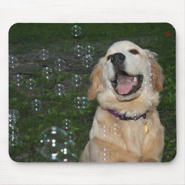 Golden Retriever Puppy with Bubbles Mouse Mat (Front)