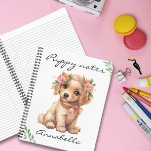  Golden Retriever Puppy With Flowers Custom Name Notebook