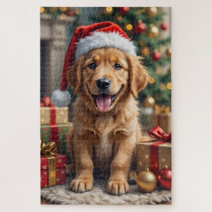 Golden Retriever Puppy's First Christmas Festive Jigsaw Puzzle