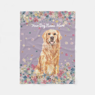 Golden Retriever Purple Dog Gift Pet Sitter Fleece Blanket