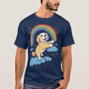 Golden Retriever Rainbow Cloud Cute Animals Kawaii T-Shirt
