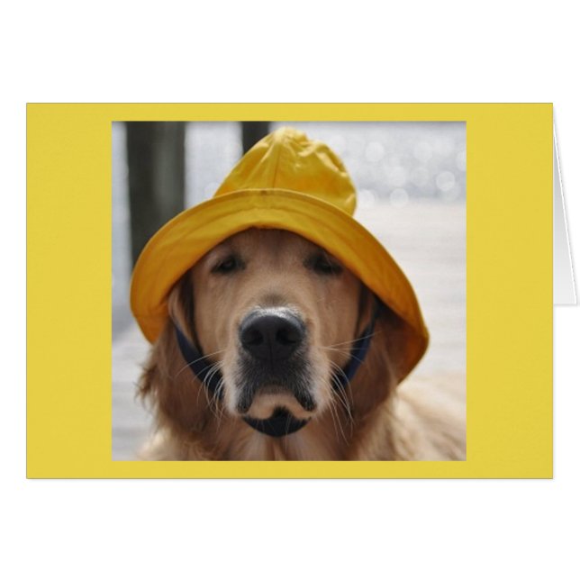 Golden Retriever Rainy Day Birthday Card (Front Horizontal)