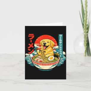 Golden Retriever Ramen Noodles Japanese Ukiyo-e Card