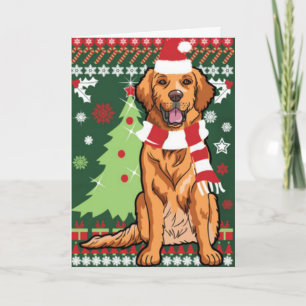 Golden Retriever Ready For Christmas Card