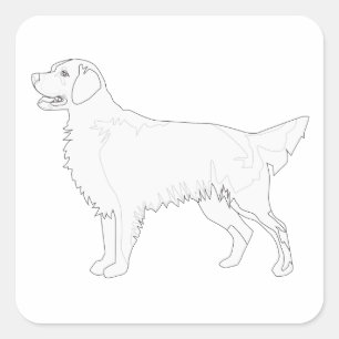 Golden Retriever Ready to Colour Design Square Sticker
