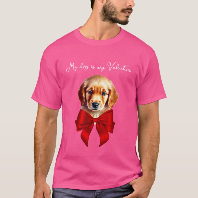 Golden Retriever Red Bow T-Shirt (Front)