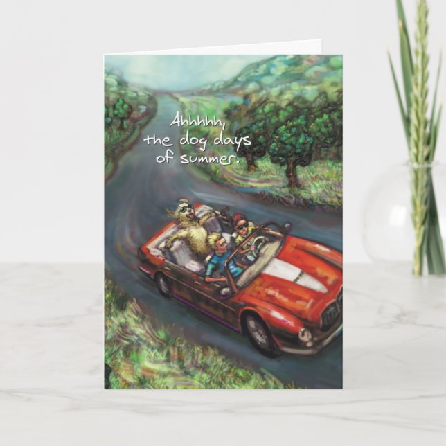 Golden Retriever Red Convertible - Birthday Card (Front)