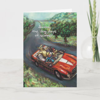 Golden Retriever Red Convertible - Birthday Card