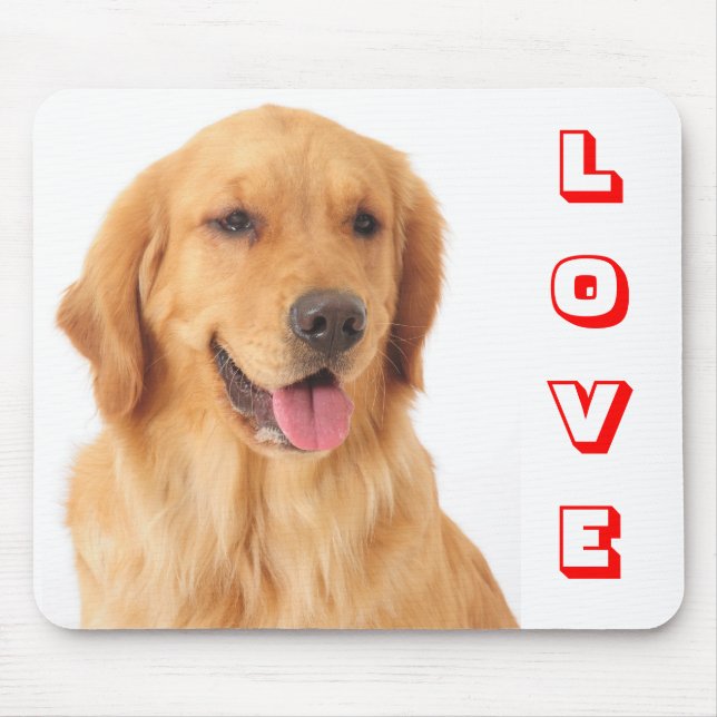 Golden Retriever Red Love Puppy Dog Portrait Mouse Mat (Front)