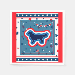 Golden Retriever Red White And Blue 4th Of July Napkin