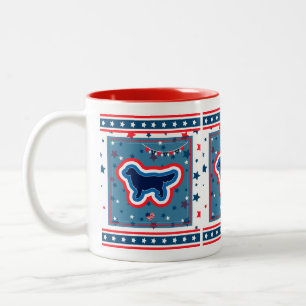 Golden Retriever Red White And Blue 4th Of July Two-Tone Coffee Mug