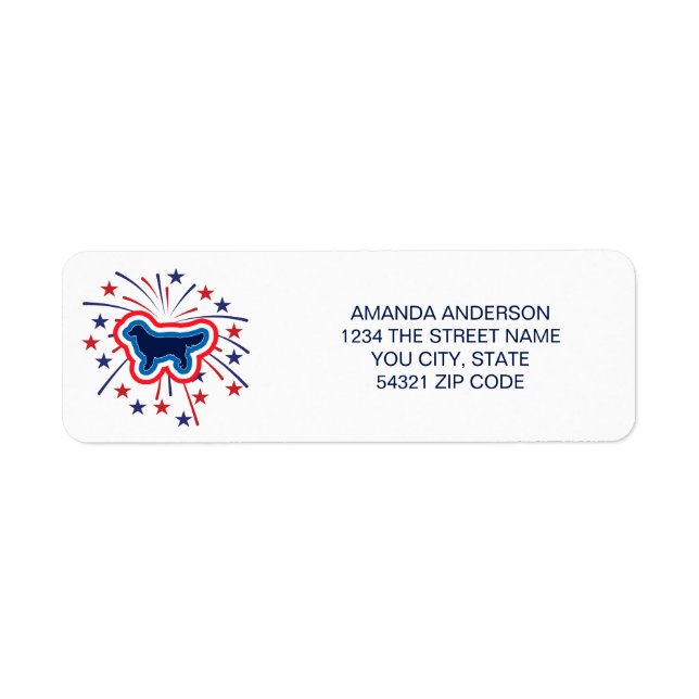 Golden Retriever Red White Blue 4th July Label (Front)