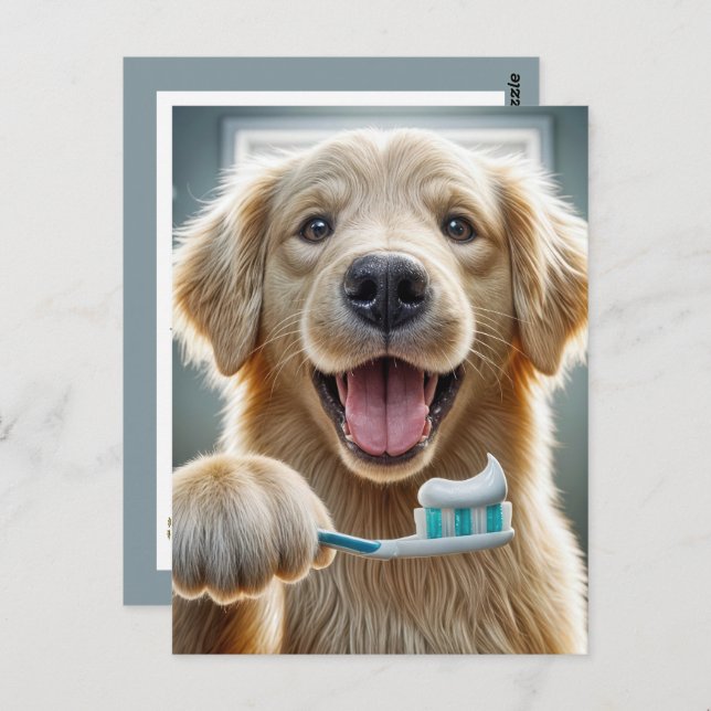 Golden Retriever Reminder from Veterinarian Office Postcard (Front/Back)