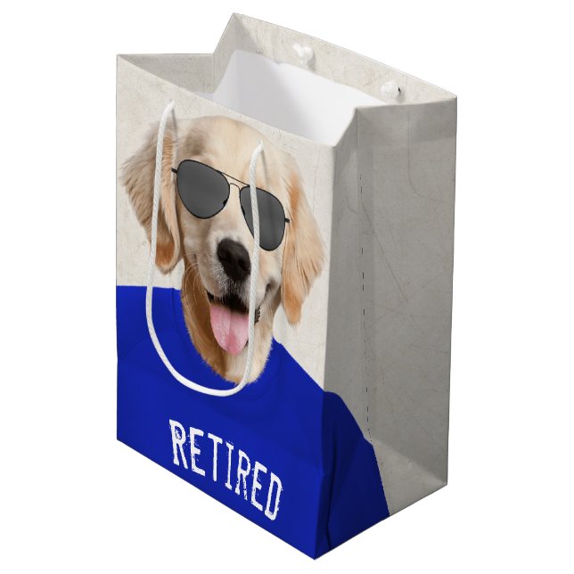 Golden Retriever Retirement Humor Medium Gift Bag (Front Angled)