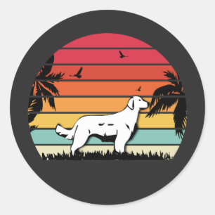 golden retriever retro style retriever lover classic round sticker
