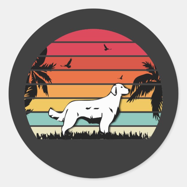 golden retriever retro style retriever lover classic round sticker (Front)