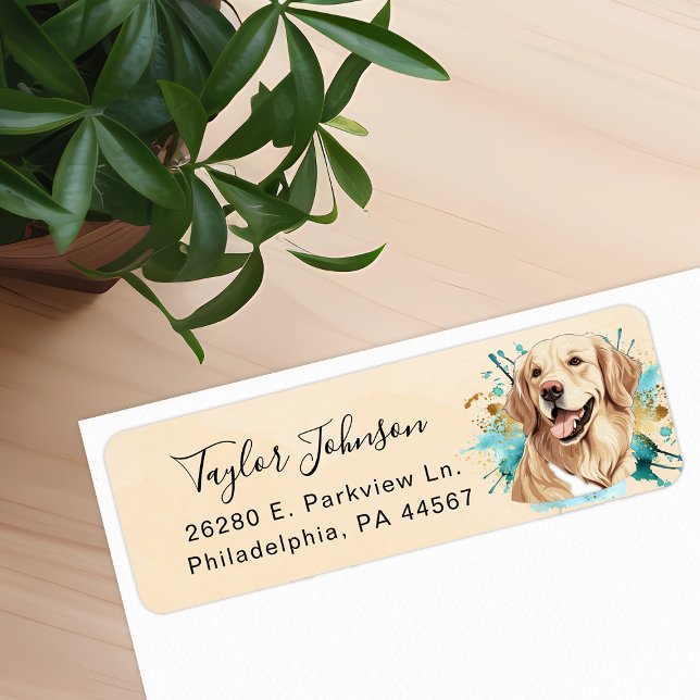 Golden Retriever Return Address Label (Creator Uploaded)
