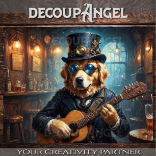 Golden Retriever Rockstar - Hor. - Decoupage - Tissue Paper