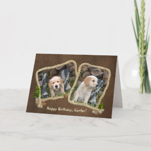 Golden Retriever Rope frame for Birthday Card