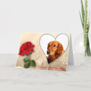 Golden Retriever Rose Heart Happy Valentine's Day Holiday Card