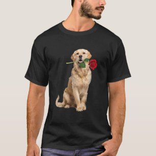 Golden Retriever Rose Valentine Day Animal Lovers T-Shirt