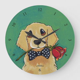 Golden Retriever & Rose Wall Clock
