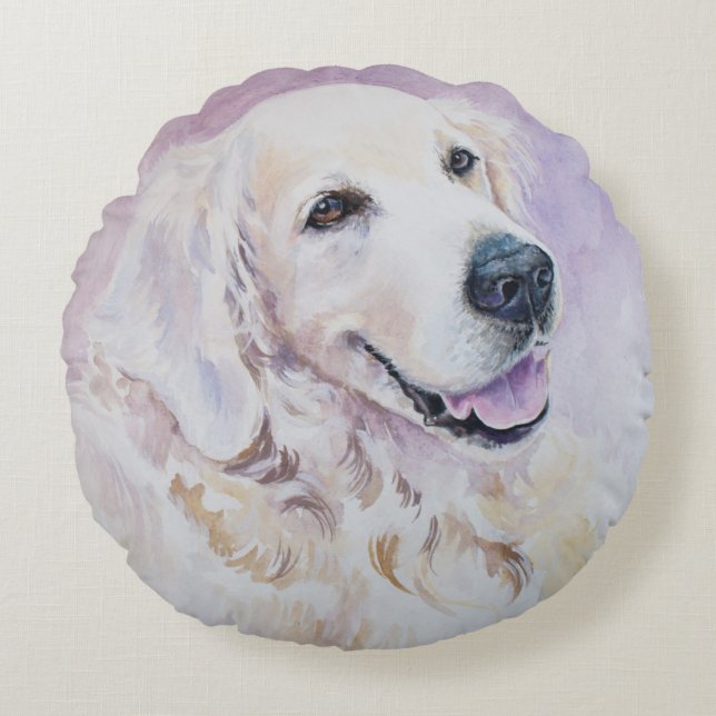 Golden retriever round cushion (Front)