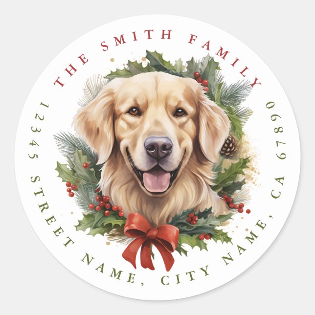 Golden Retriever Round Stickers (Front)
