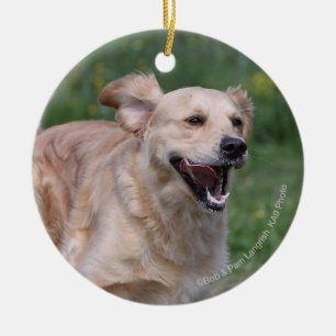 Golden Retriever Running 1 Ceramic Tree Decoration
